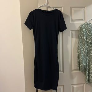 Shein navy blue tee shirt dress that cinches at waist